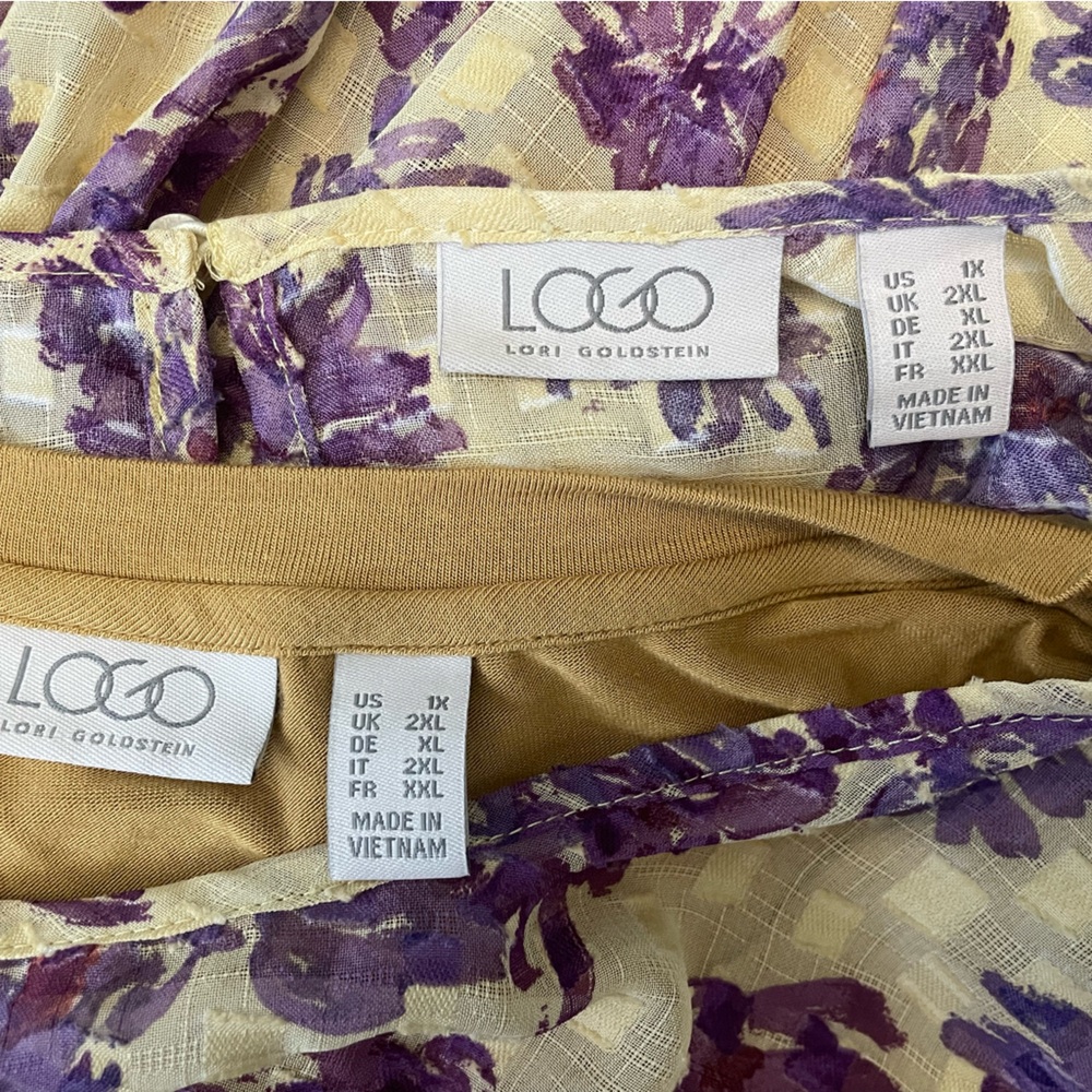 LOGO by Lori Goldstein Jacquard Woven Blouse layered with Knit Tank SIZE 1X - Picture 2 of 5